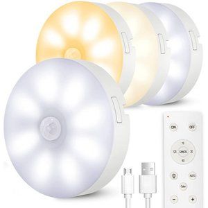 LED Closet Lights Motion Sensor: 4PCS Puck Lights With Remote